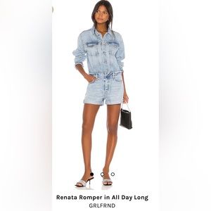 GRLFRND denim Renata romper Womens jean long sleeve romper